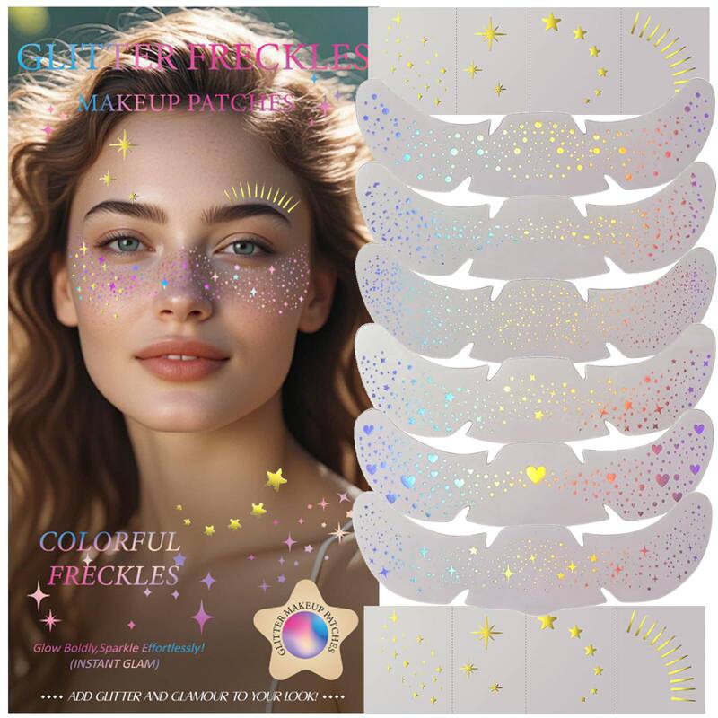 Cross-Border Hot-Selling Laser Silver Freckle Stickers, Waterproof and Sweat-Proof Temporary Tattoo Stickers, Cross-Border Exclusive Heart-Shaped Freckle Face Stickers Cross-Border Hot-Selling Laser Silver Freckle Stickers, Waterproof and Sweat-Proof Temporary Tattoo Stickers, Cross-Border Exclusive Heart-Shaped Freckle Face Stickers