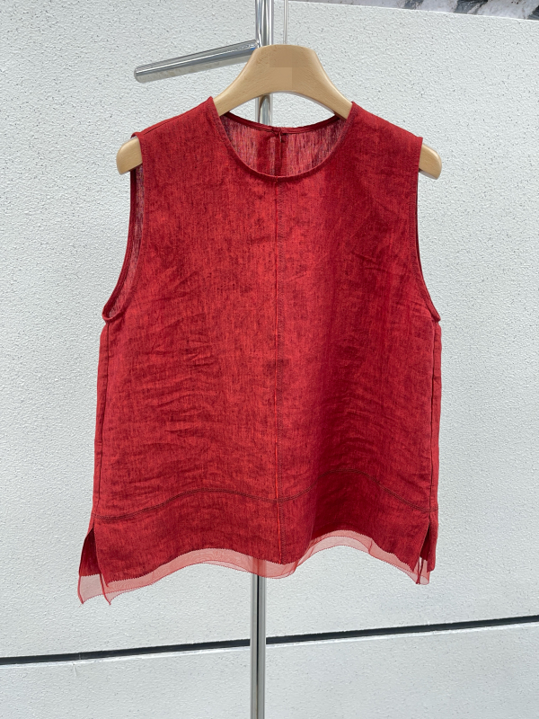 2026 Summer New High-End Linen Irregular Round Neck Vest for Women, European Style Slit Slimming Sleeveless Top for Women 2026 Summer New High-End Linen Irregular Round Neck Vest for Women, European Style Slit Slimming Sleeveless Top for Women