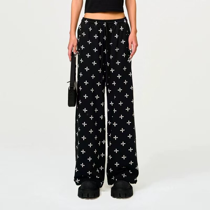 Smfk Black Garden Classic Wide-Leg Sweatpants 2026 New Trendy Full-Print Pure Cotton Drapey Casual Loose Pants Smfk Black Garden Classic Wide-Leg Sweatpants 2026 New Trendy Full-Print Pure Cotton Drapey Casual Loose Pants