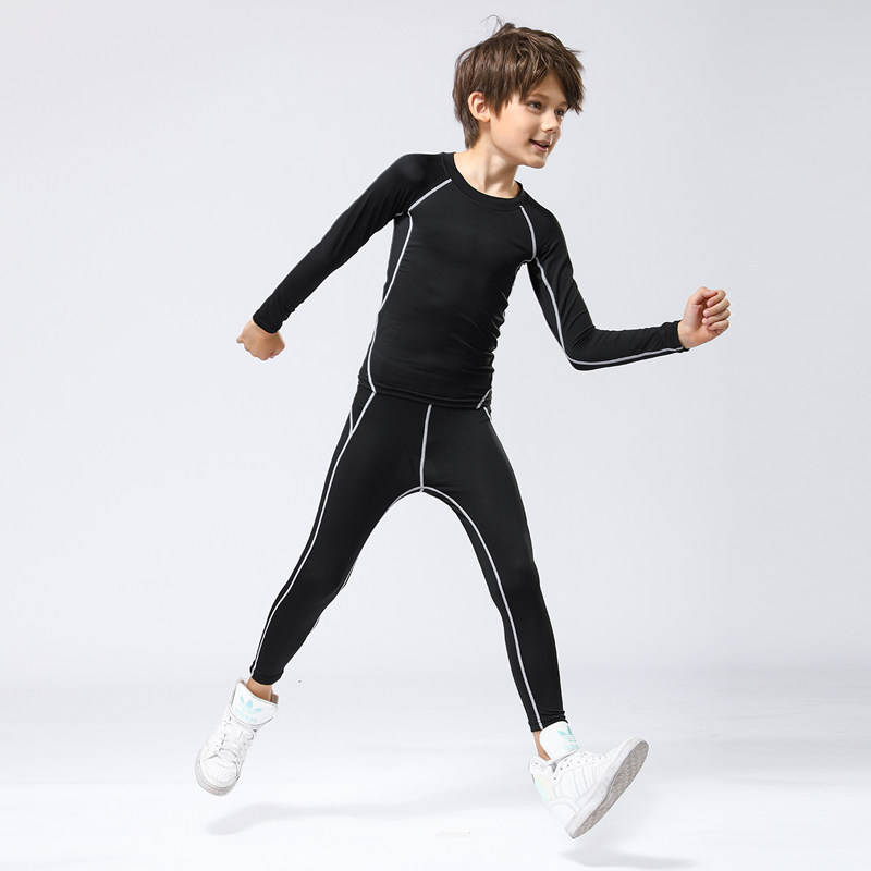 Children's sports tights set long sleeve autumn two-piece quick-drying sweat running basketball football base fitness suit
