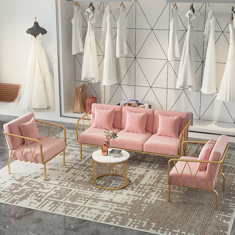 Nordic ins simple wrought iron loft sofa net red living room cafe clothing store rest double lazy sofa