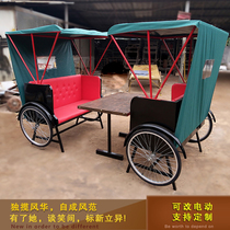 New retro old Shanghai manpower rink car hotel decoration film and television props Park decoration sightseeing car
