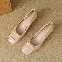 MEILING~ (Recommended by the store manager) Square-toe single shoes for women in autumn versatile temperament thick heel soft sole shallow mouth work shoes