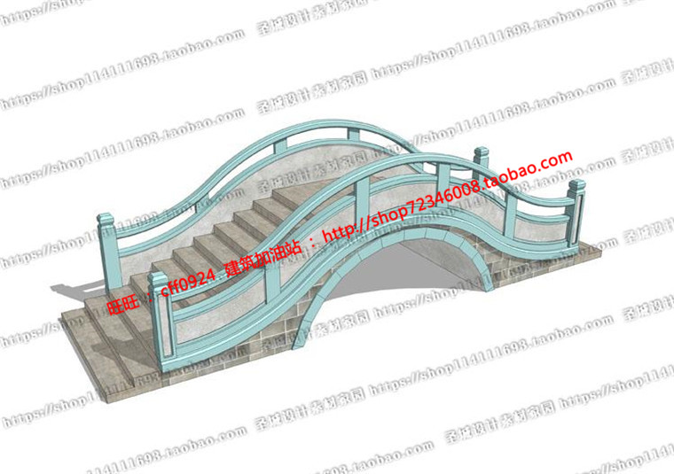 DB00017 SU中式景观桥石桥木桥拱桥平桥廊桥sketchup草图大师...-4