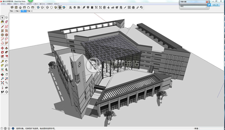 R324图书馆阅览室图书教室学校建筑设计SU模型SketchUp草图...-2