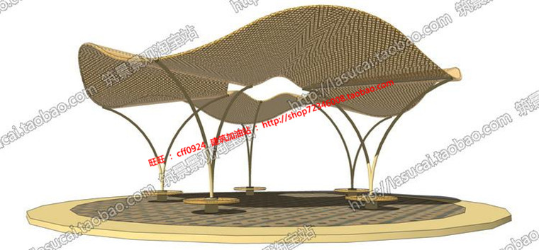 R207 SU组件Sketchup草图大师景观模型膜结构钢架网构筑物停...-3