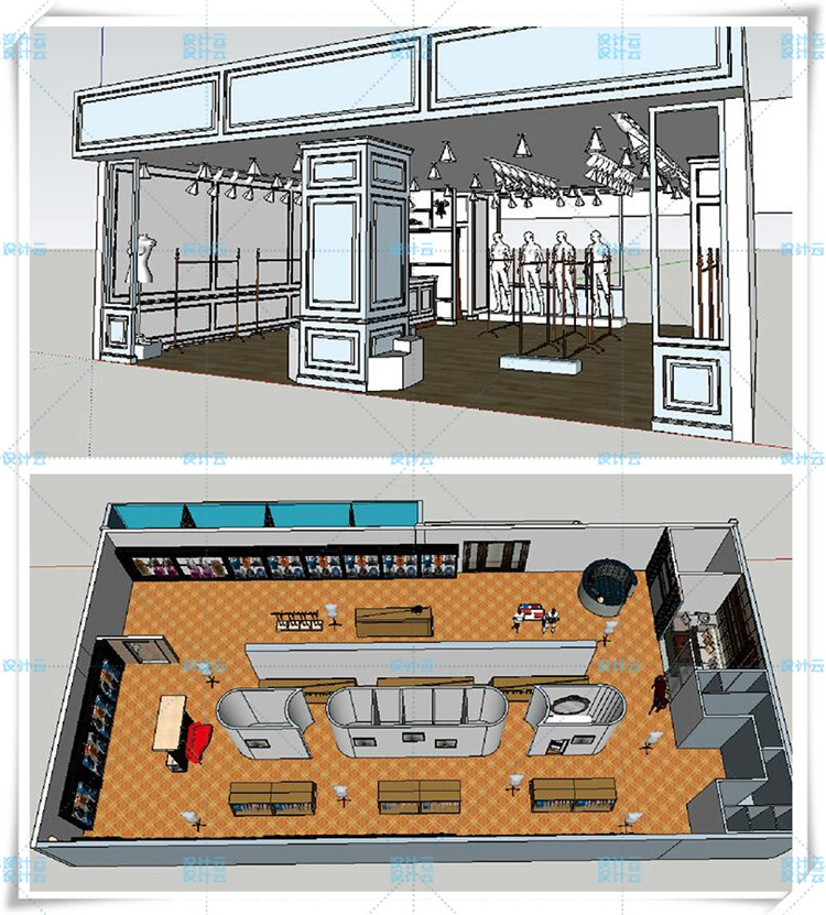 SJ017 服装店专卖店室内设计模型/SU模型库材质素材-21