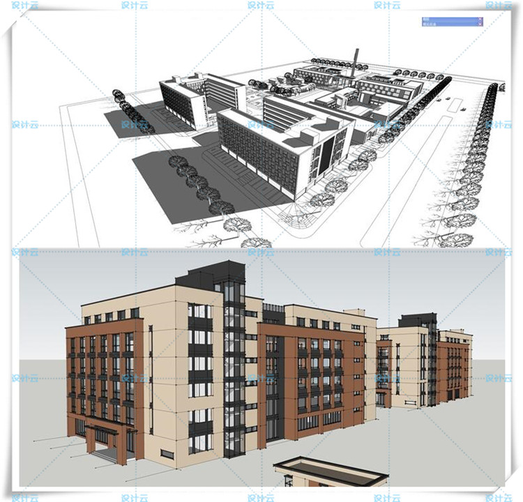 SJ031工业SU模型厂房Sketchup模型 工业园/示范区/改造/办公楼-3