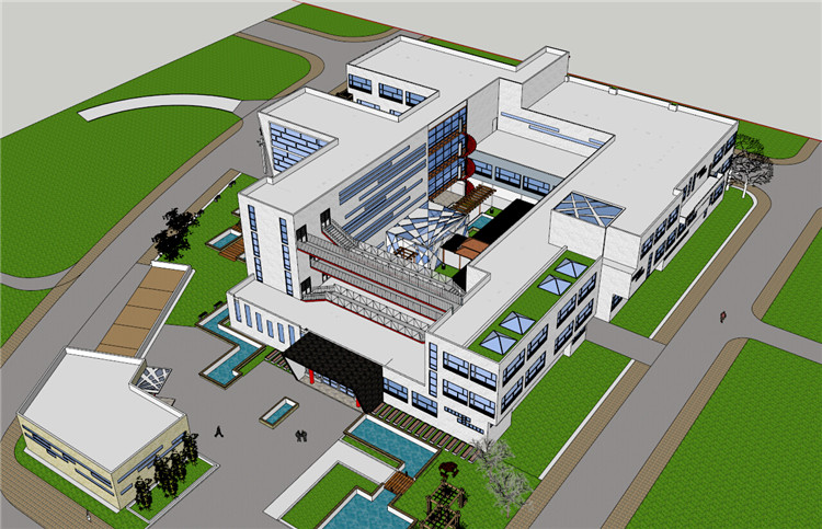R323建筑系馆SketchUp模型/SU模型草图大师/专业教室/学院楼-4