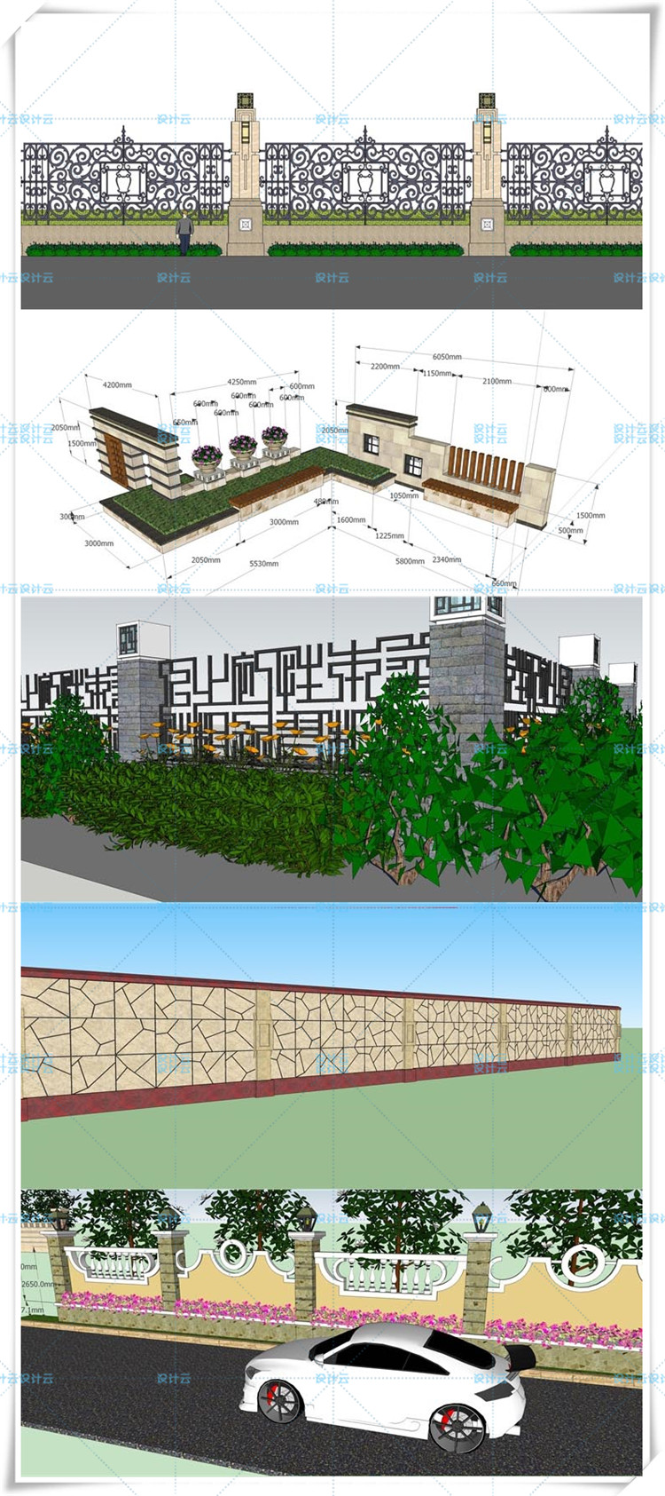 SJ025SU模型 室外护栏围墙围栏铁艺大门-9