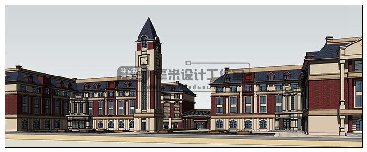 DB08231 中小学校园 SU模型 教学楼学校规划景观sketchup教育建...-1