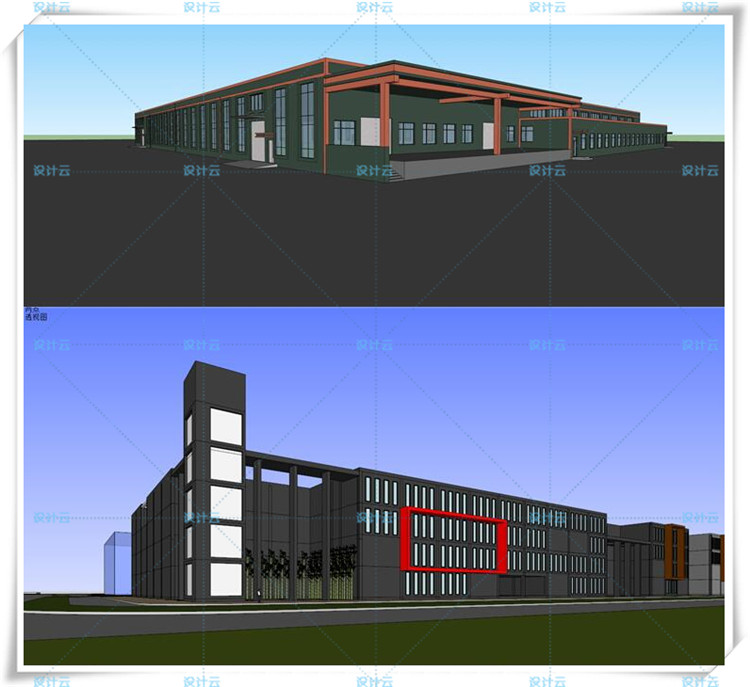 SJ031工业SU模型厂房Sketchup模型 工业园/示范区/改造/办公楼-11