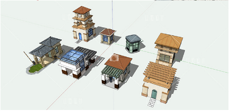 YH00372大门入口门房sketchup组件模型草图大师 SU-3