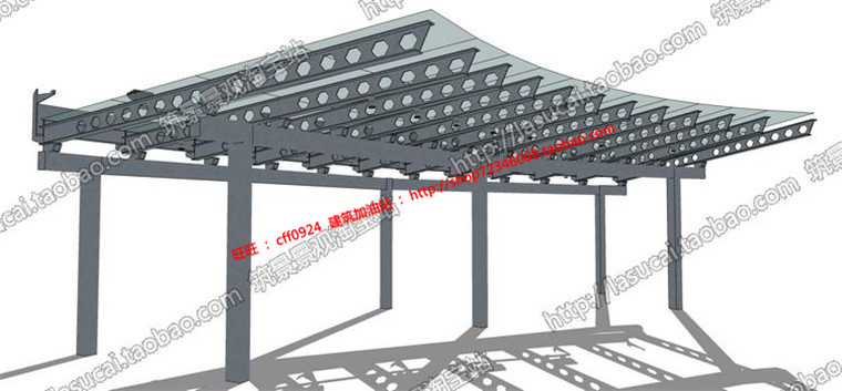 R207 SU组件Sketchup草图大师景观模型膜结构钢架网构筑物停...-2