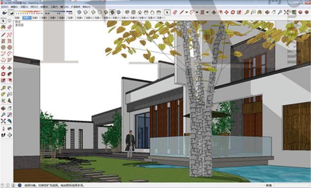 ZZ0090新中式徽派风格别墅住宅建筑方案设计SketchUp模型草模...-10