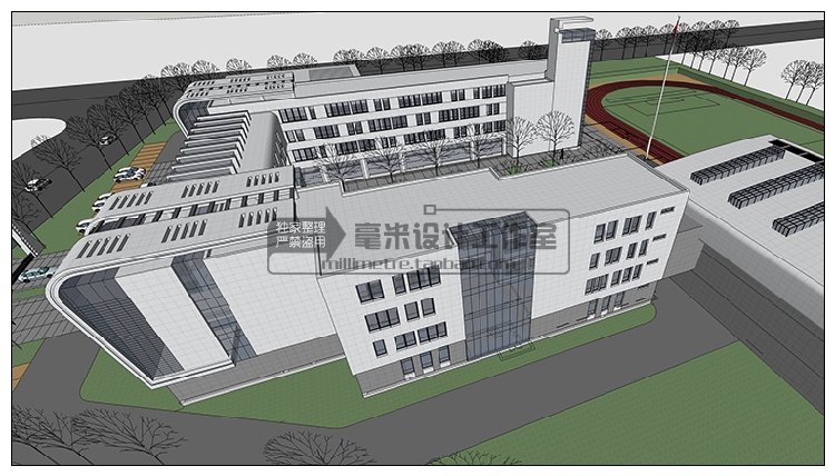 DB08231 中小学校园 SU模型 教学楼学校规划景观sketchup教育建...-3