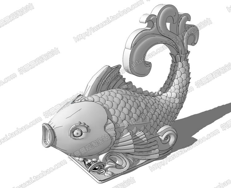 DB00883 SU组件Sketchup草图大师景观模型欧式中式现代异型雕...-7
