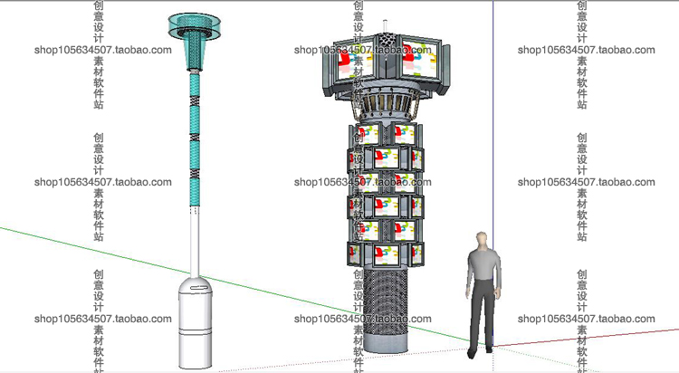 DB08079 su草图大师交通指示标识牌单体模型Sketchup室外景观...-2