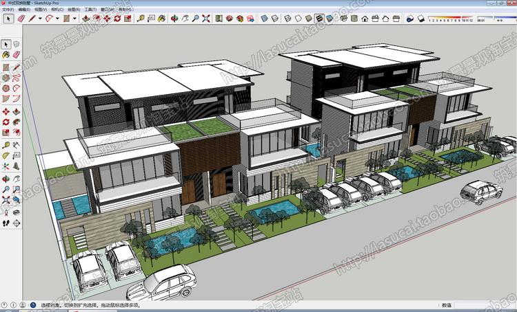 DB00901SU中式风格建筑模型Sketchup徽派组件别墅商业住宅办公...-8