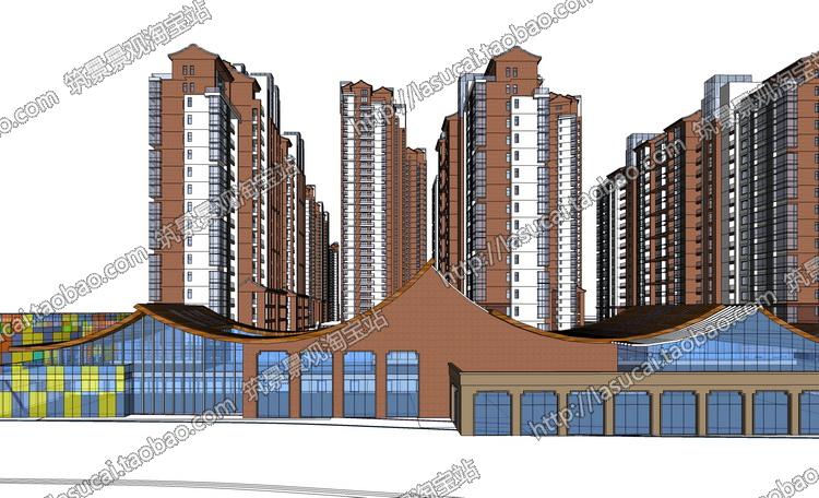 DB00740SU组件Sketchup草图大师规划场景模型现代新中式唐汉...-2