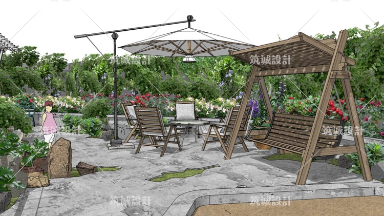 TU00267SU花园民宿书吧庭院室内组件loft场景-18