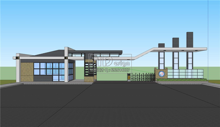 SU00237现代风格办公设计大门su精细模型建筑方案设计sketchup-1