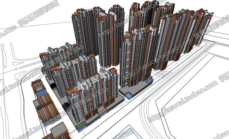 DB00740SU组件Sketchup草图大师规划场景模型现代新中式唐汉...-1