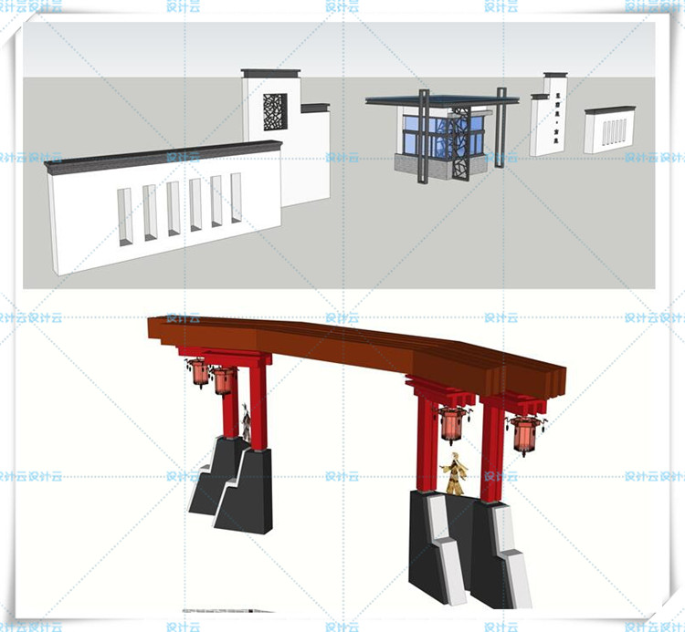 SJ022小区大门/门卫/入口/欧式/现代景观合集SU模型-21