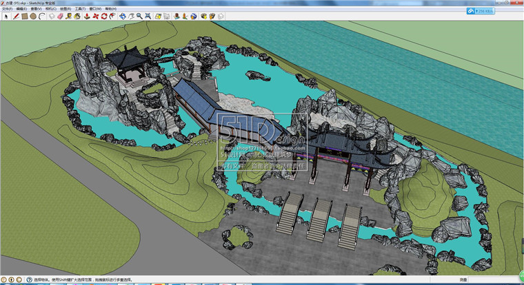 R204 中式古建筑凉亭民居su草图大师模型sketchup精细skp可...-6