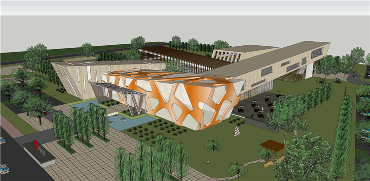 DB00506售楼处地产销售中心接待处建筑设计SU模型SketchUp草图...-1