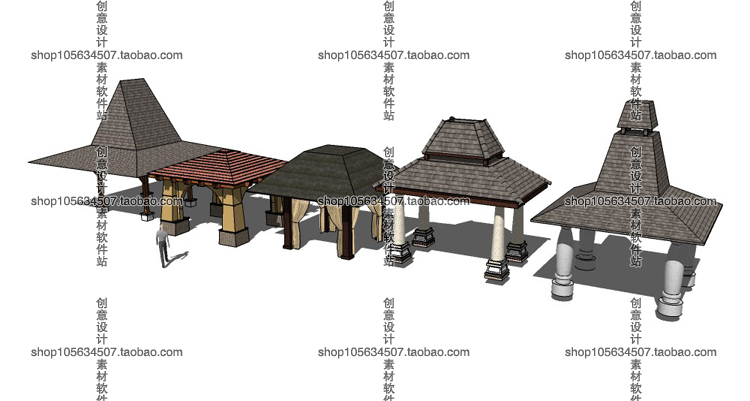 R202-Sketchup模型库草图大师亭子SU凉亭古建亭欧式亭中式亭...-11