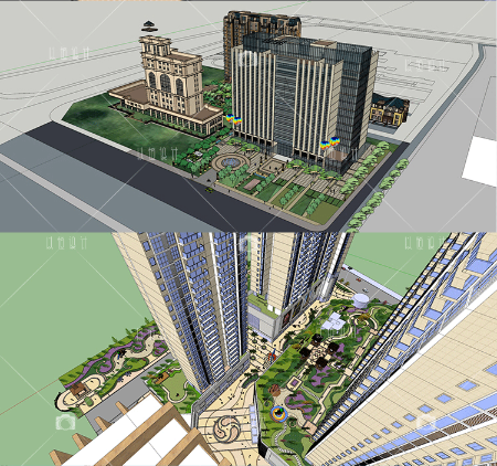 YH00373su建筑模型城市商业综合体sketchup草图大师原创设计...-1