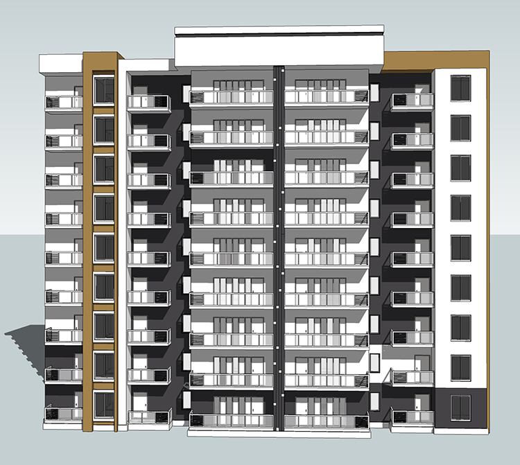 DB08190完整住宅单体 sketchup草图大师模型 集合式户型室内外...-1