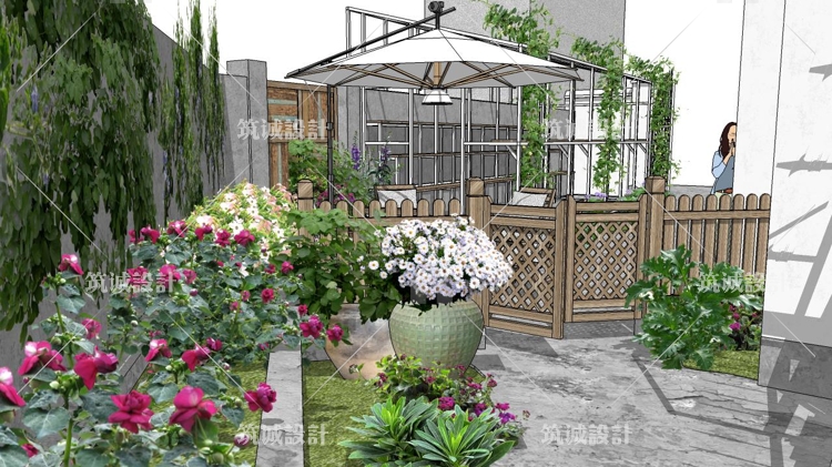 TU00267SU花园民宿书吧庭院室内组件loft场景-11