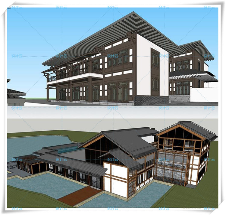 SJ034古建SU模型 仿古建筑古亭中国式/外国古典-18
