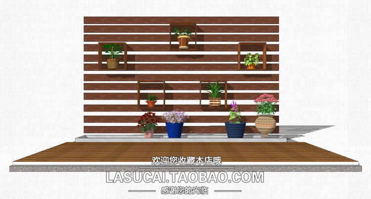 R227景观园林垂直绿化花架su模型sketchup室内植物绿植su家...-6