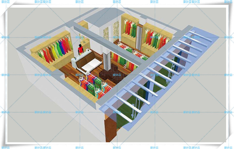 室内服装店专卖店su模型 草图大师sketchup服装展厅单体组件...-11