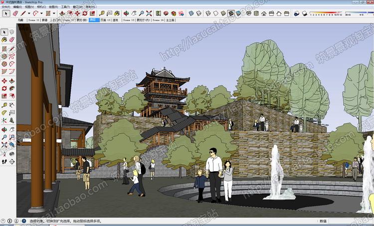 DB00901SU中式风格建筑模型Sketchup徽派组件别墅商业住宅办公...-9