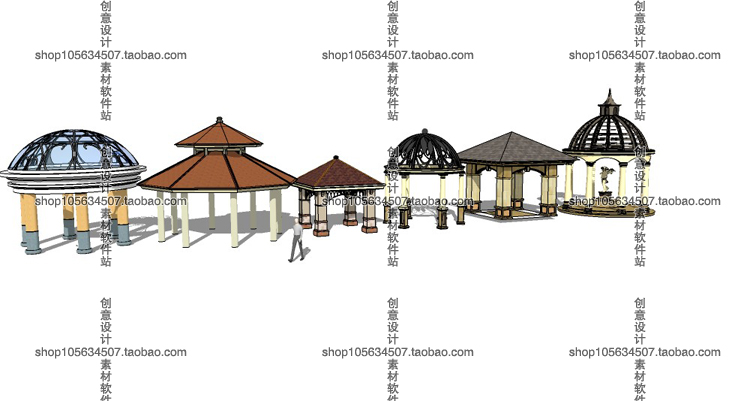 R202-Sketchup模型库草图大师亭子SU凉亭古建亭欧式亭中式亭...-15