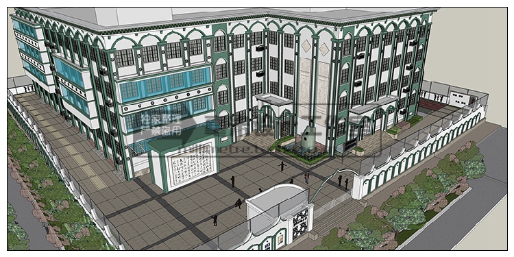 DB08231 中小学校园 SU模型 教学楼学校规划景观sketchup教育建...-4