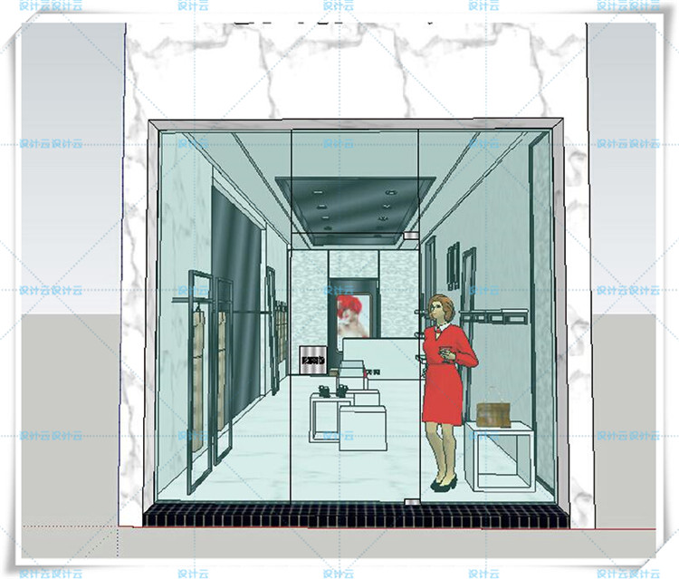 SJ017 服装店专卖店室内设计模型/SU模型库材质素材-23