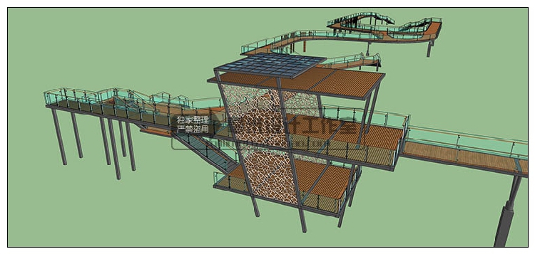 DB08250凉亭子廊架SU模型中式欧式古建园林sketchup建筑景观构...-21
