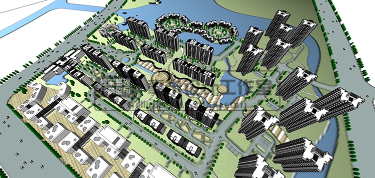 DB08225居住区规划 小区建筑方案 SU模型 高层楼盘住宅-15