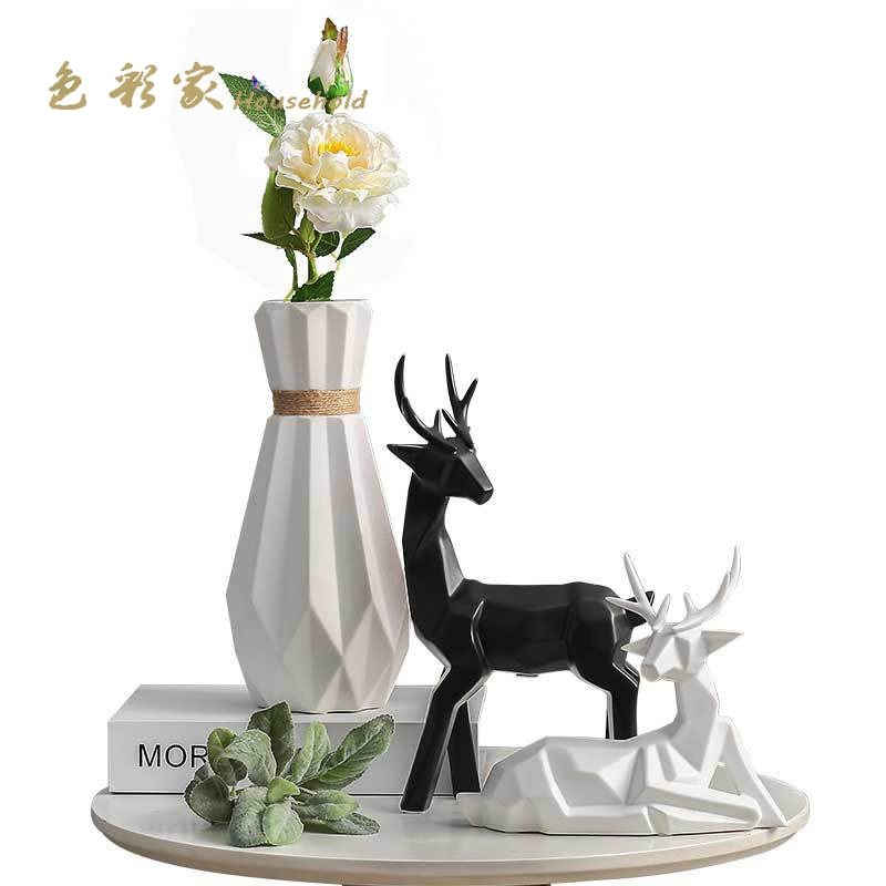 Nhà máy sản xuất đồ nội thất gia đình sáng tạo Bắc Âu bán trực tiếp lọ gốm trang sức gốm đồ thủ công đồ trang trí hươu nổ - Vase / Bồn hoa & Kệ
