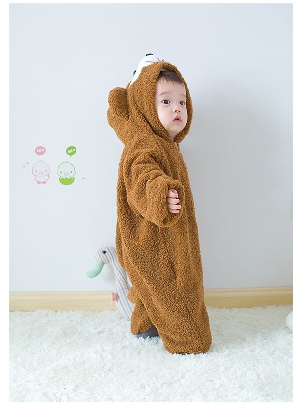 Quần áo mùa đông cho bé sơ sinh ra khỏi áo choàng romper mùa xuân và mùa thu trẻ em gấu bộ đồ lót cộng với áo khoác nhung áo liền quần có tất baby