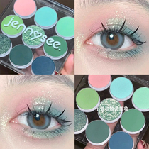 jennysees nine-coloured eye shadow disc blue green small crowns frescoed retro olive green fine glitter pearls New Handmaid