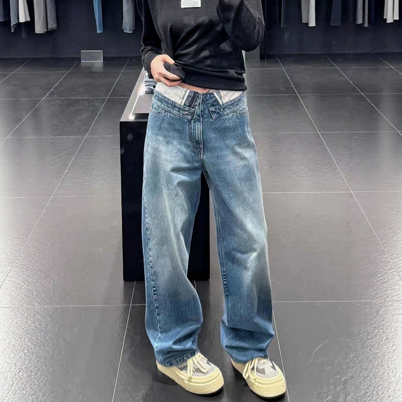 90% off Pieces~ Trendy and Unique M@ Personality High-Waisted Design Loose Casual Straight-Leg Jeans, Thin Summer Style