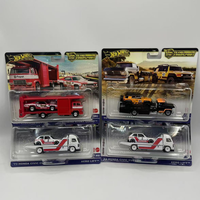 Hot Wheels Car Culture Transport Fleet Plymouth Honda Civic Toyota Land Cruiser Alloy Car Model
