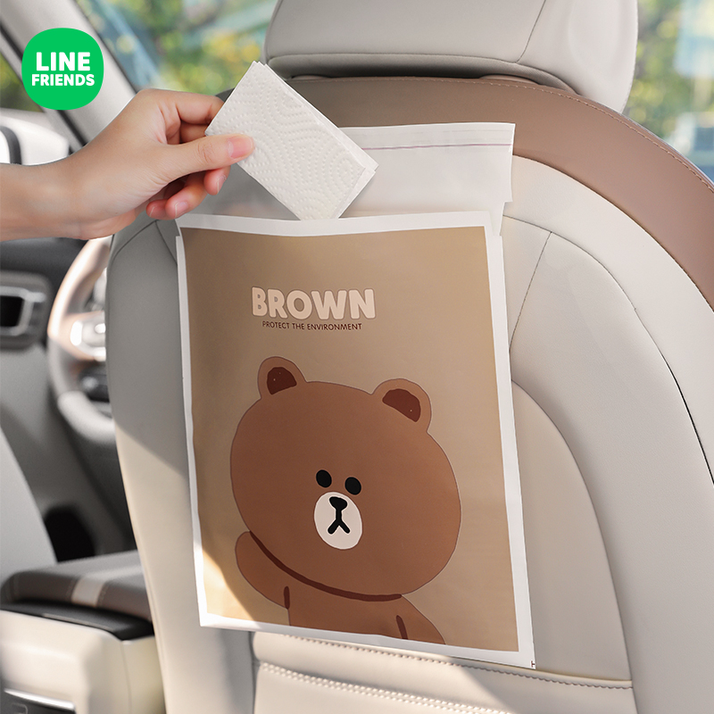 Brown bear cute cartoon on-board garbage bag adhesive car with rear ash bin disposable hanging cleaning bag
