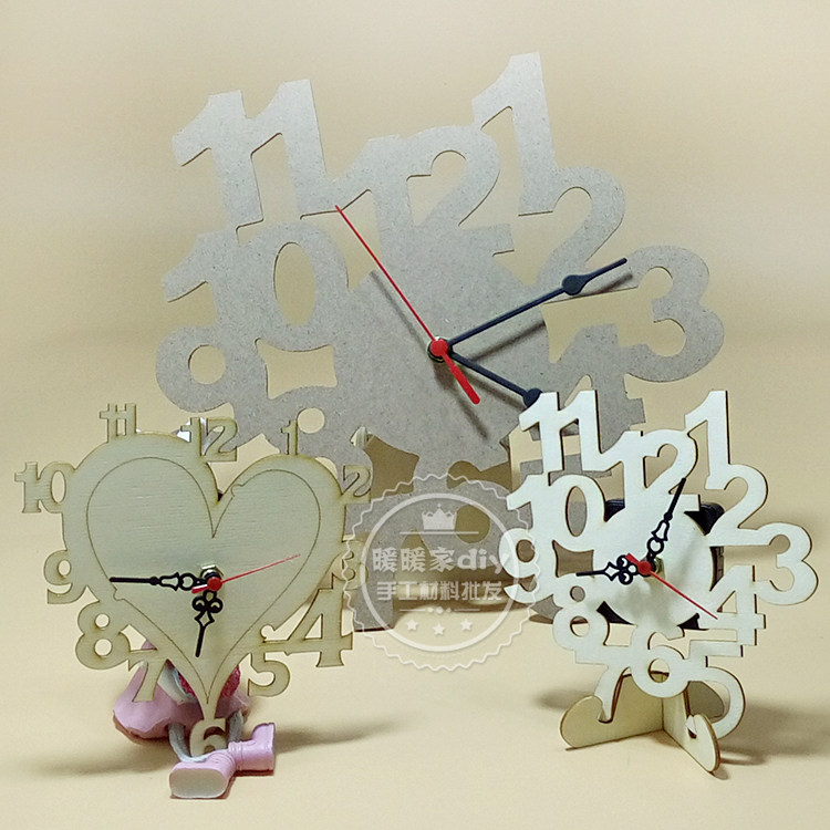 Children DIY wood caring and watch snow flower clay pearl clay clay clay wood digital clock white embryo molds